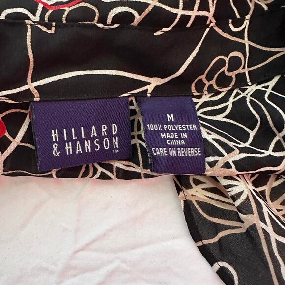 Vintage Long Sleeve Shirt Medium Red Black Sheer Flowy Business Casual Indie - Picture 6 of 7